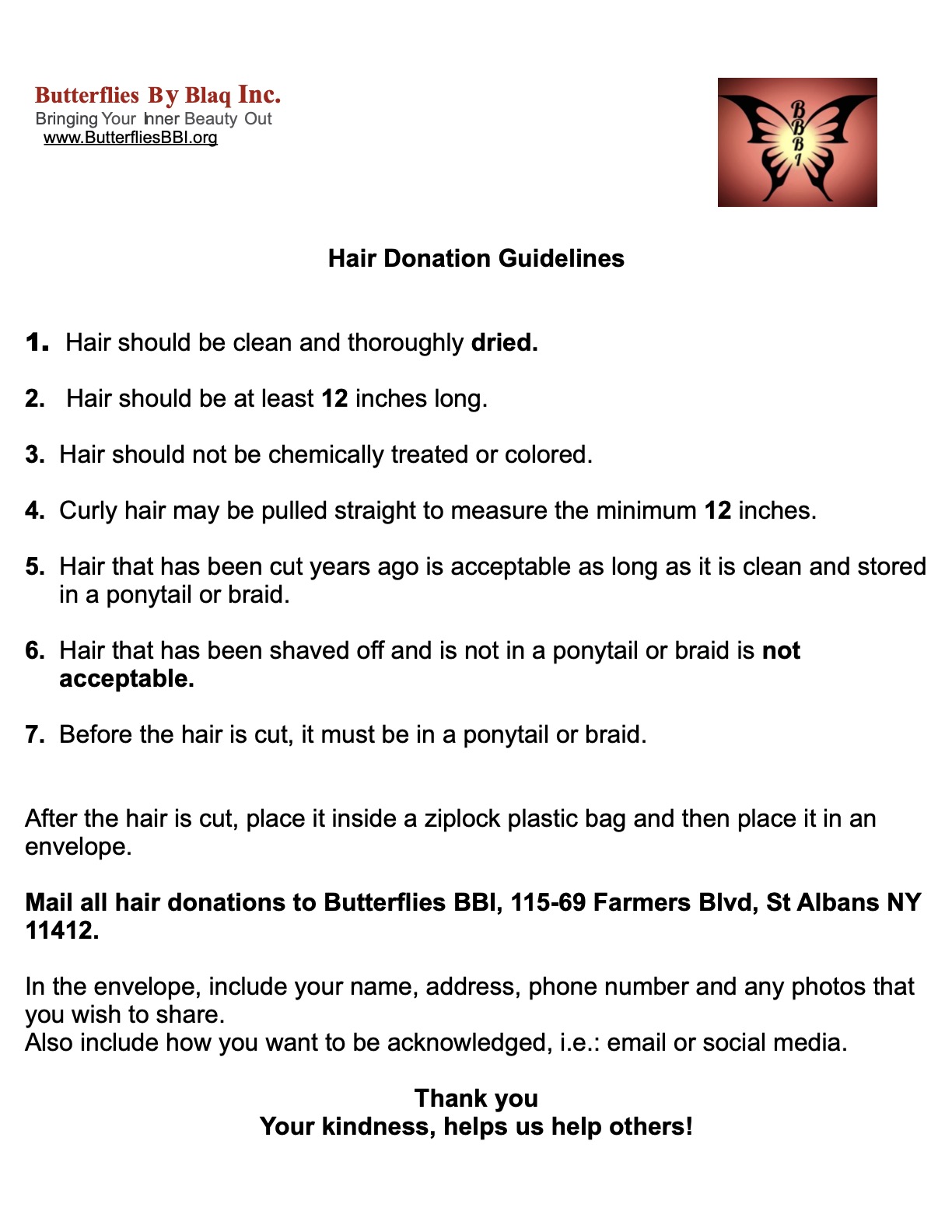 Donate Hair For Kids Butterflies BBI Donate hair for kids butterflies bbi